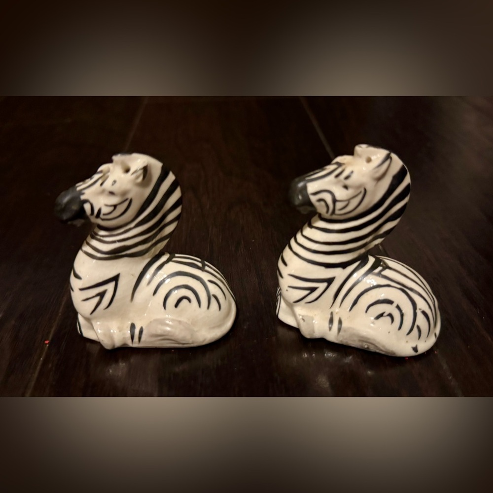 Vintage Kitschy Zebra Salt and Pepper Shakers